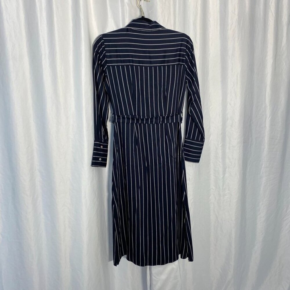 Tommy Hilfiger Belted Striped Shirt Dress Long Sleeve Navy Size 4 - Picture 15 of 16